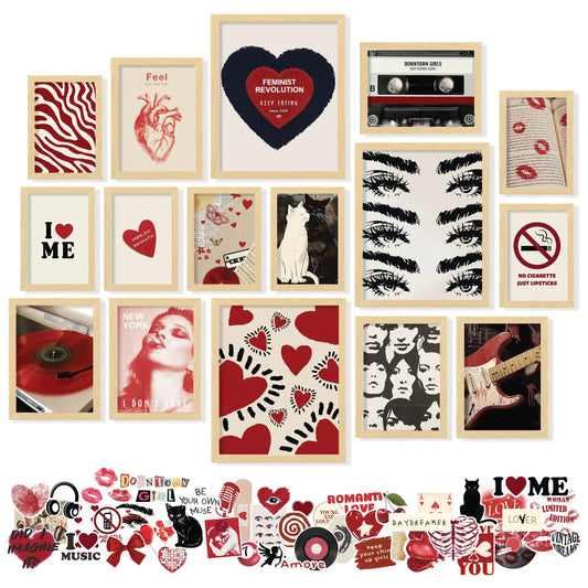 97 Decor Downtown Girl Room Decor Posters - 16 Pcs Downtown Girl Posters Y2k Decor for Bedroom Vintage Y2k Room Decor Retro Downtown Pictures Red Coquette Wall Art for Teen Girl (Unframed)