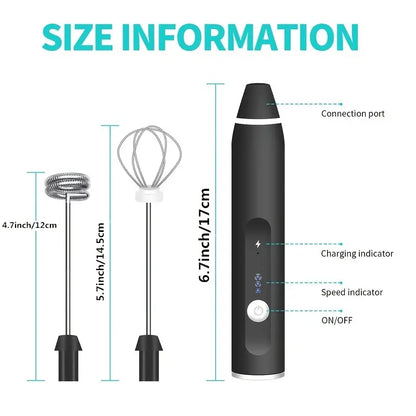 Cordless Milk Frother Set with USB Rechargeable Whisk