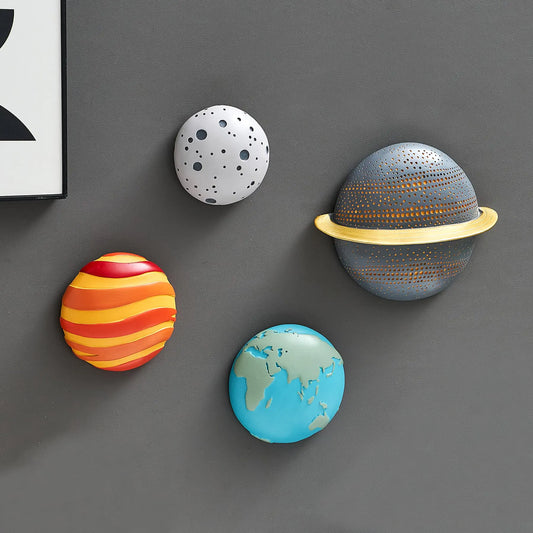 4Pcs Outer Space Planets Wall Decor Boys Room Decor Modern Wall Sculptures Planet Earth Solar System Decorations for Living Room 3D Wall Decor Outer Space Theme Bedroom Wall Decor for Kids Room Wall