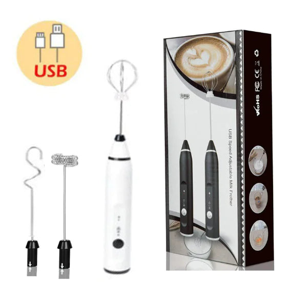 Cordless Milk Frother Set with USB Rechargeable Whisk