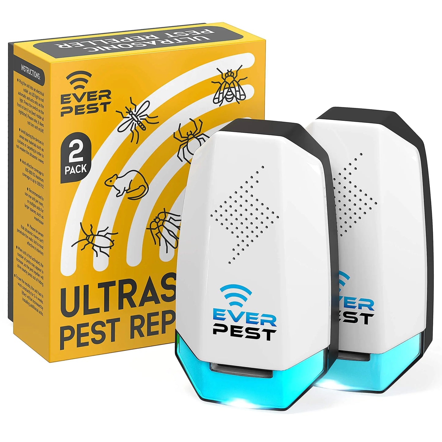 Ultrasonic Pest Conttol Plug in 2 Pack Electronic Insect Defender Roach Bed Bug